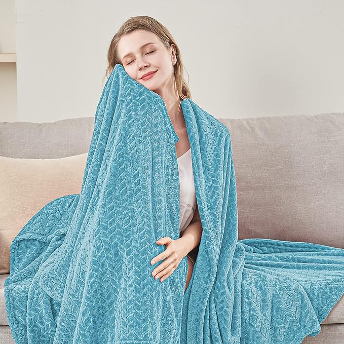 inhand Blue Throw Blanket, Super Soft Flannel Cozy Blankets & Throw - Image 6