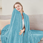 inhand Blue Fleece Twin Blanket, Super Soft Flannel Cozy Blankets - Image 5