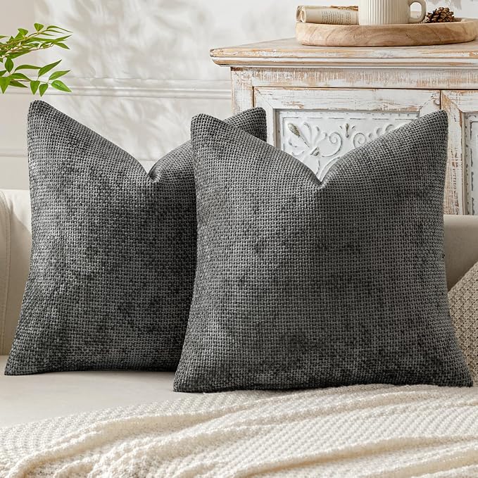 MIULEE Pack of 2 Couch Throw Pillow Covers 16x16 Inch Dark Gray Modern Boho by MIULEE