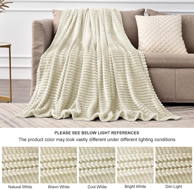 BEDELITE Fleece Blanket King Size – 3D Ribbed Jacquard Soft and Warm Decorative - Image 8