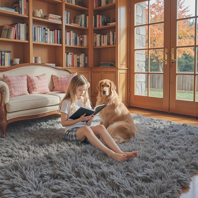 Area Rugs 9x12 Living Room, Large Area Rug Shag Shaggy Carpet Soft Plush Furry - Image 6