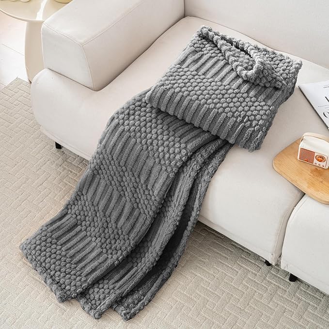 60x80 Inch Grey Twin Blanket - Image 3