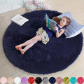 Amdrebio Dark Navy Round Rug 4Ft by Amdrebio