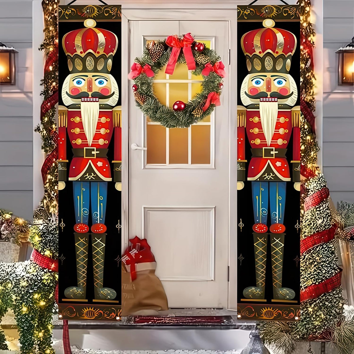BlissYard Nutcracker Christmas Porch Banner Decorations 71 x 12 Inch Soldier Model Nutcracker Banners Front Door Hanging Banner Entryway Xmas Winter for Wall Fireplace Party Holiday Home Kids Decor