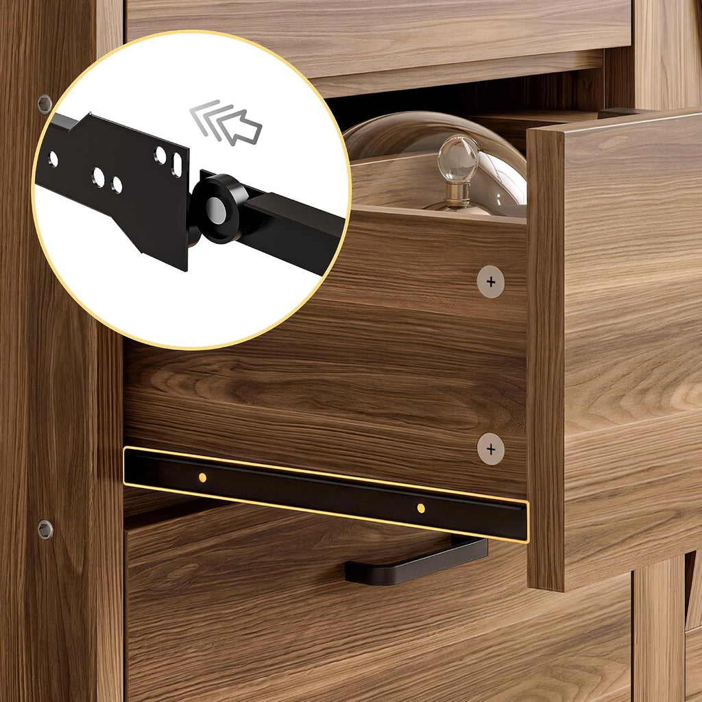 IRONCK 71 in Bookshelf with Doors and Drawers, Industrial Tall Bookcase