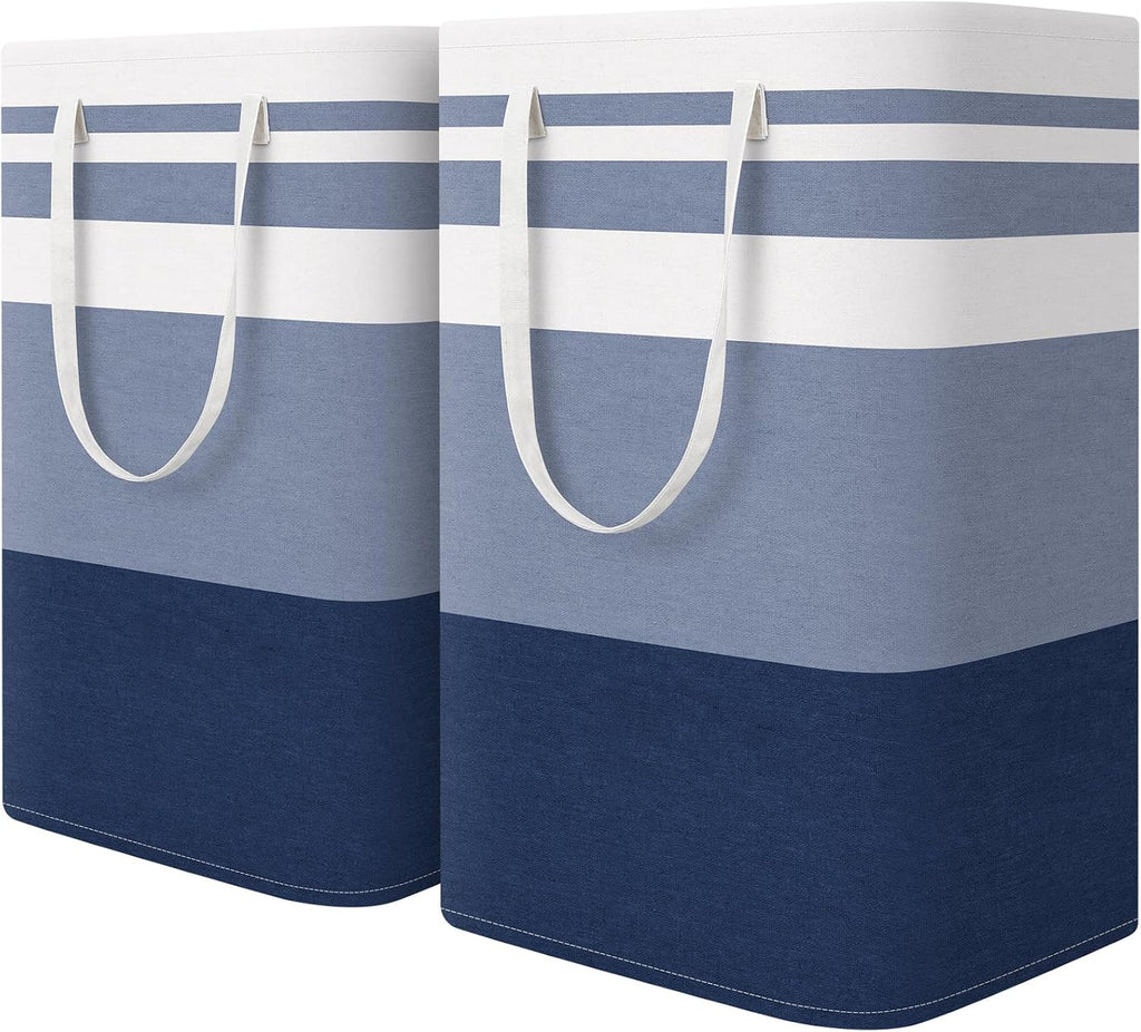 HomeHacks 2 Pack Large Laundry Baskets, Laundry Hampers Bags (Blue 75Lx2)
