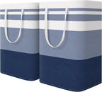 HomeHacks 2 Pack Large Laundry Baskets, Laundry Hampers Bags (Blue 75Lx2)