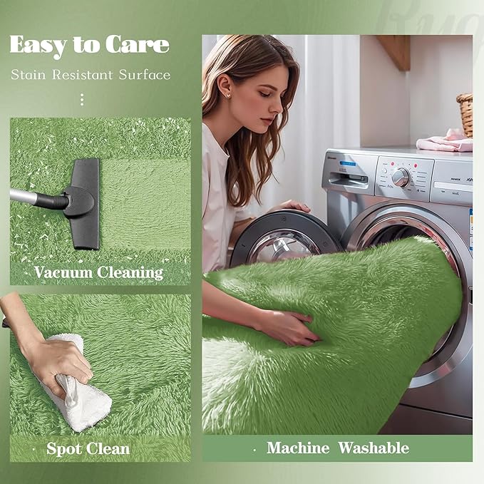 2x6 Runner Rug for Bedroom: Fluffy Shag Soft Washable Rugs Small Fuzzy Plush - Image 4