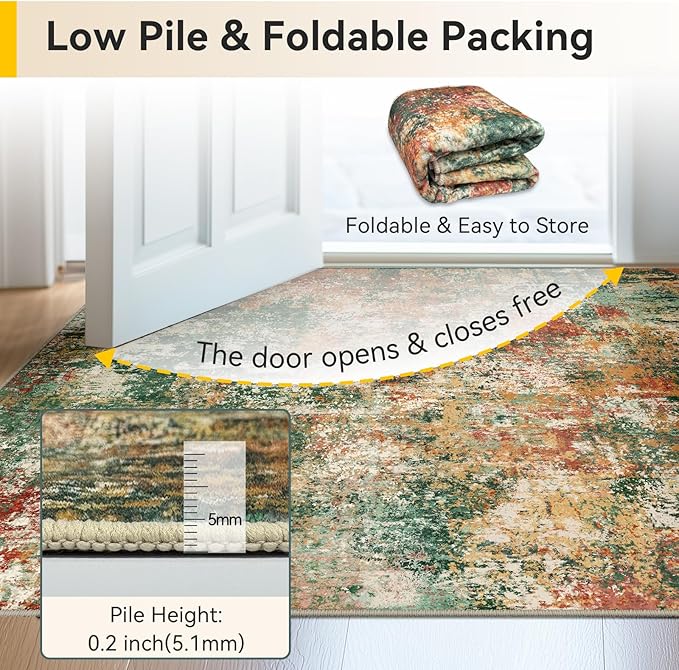 Washable Area Rugs 6'x9' Non-Slip Modern Abstract Soft - Image 7