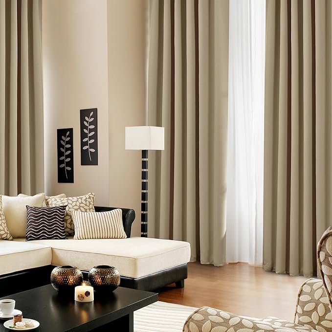 Deconovo Blackout Curtains, Thermal Insulated, W52 x L72 2 Panels, Back Tab - Image 4