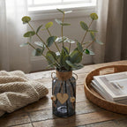Artificial Eucalyptus Greenery Stems in Glass Vase,15" Doule Side 3D Fake Plants Eucalyptus Leaves faux Greenery for Centerpiece Table Decorations Home Room Decor office Desk Green Decor (Black)
