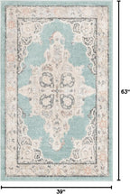 Unique Loom Parker Collection Area Rug - Merakli (3' 3" x 5' 3" Rectangle, Aqua/ Beige)