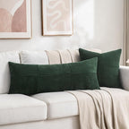 Fancy Homi Set of 2 Dark Green Boho Long Lumbar Body Decorative Throw Pillow - Image 5