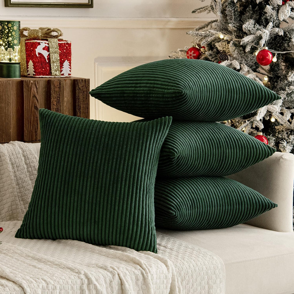 MIULEE Soft Corduroy Decorative Throw Pillow Covers Army Green 18x18