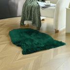 duduta Emerald Green Faux Sheepskin Throw Rug 2x3 ft, Fluffy Shag Small Bedside - Image 5