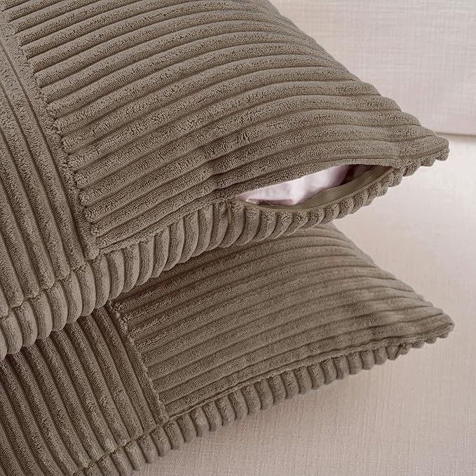 Fancy Homi Set of 2 Light Brown Lumbar Decorative Throw Pillow Covers 16x26 Inch - Image 4