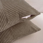 Fancy Homi Set of 2, Light Brown Patchwork Corduroy Decorative Soft Striped - Image 4