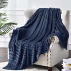 BEDELITE Fleece Throw Blanket for Couch – 3D Ribbed Jacquard Soft and Warm - Image 5