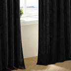 TWODRAPES Black Pinch Pleated Linen Semi Sheer 84 Inch Curtains 2 Panels