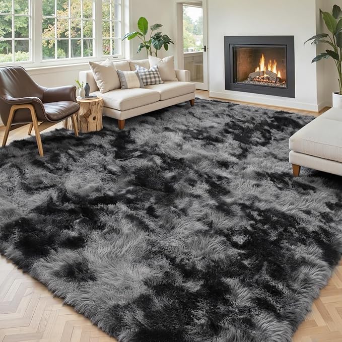 Area Rugs 9x12 Living Room, Large Area Rug Shag Shaggy Carpet Soft Plush Furry by Junhejiamei