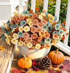 Fall Artificial Morning Glories 12 Bundles Outdoors yellow ＆Orange＆blue