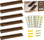 Vinyl Wall Mount No Drill with 2 Mount Options(Adhesive & Screws), 6 Pack Solid Walnut Wood Record Display No Screws, Record Shelves for Wall, Album Magazine, Record Shelf, Vinyl Holder Wall