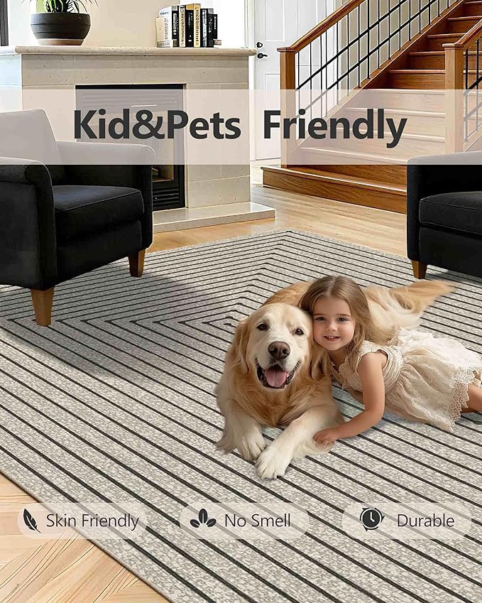 Latte&Fog 3x5 Entryway Rug Indoor, Boho Non Slip Low Pile Throw Carpet - Image 6
