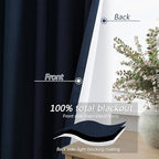 Guken Navy Blue 100% Blackout Curtains 120 Inch Length 2 Panels Set - Image 4