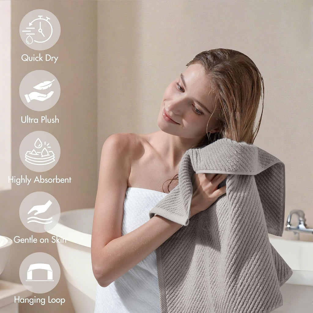 Madison Park 100% Zero Twist Cotton 4 Piece Bathroom Bath Towels, Grey