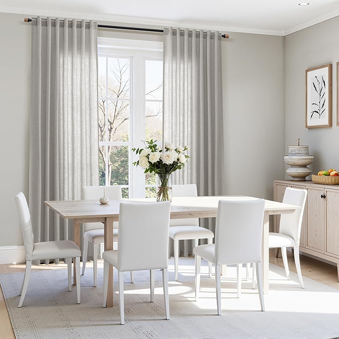 Nanspring Light Gray Linen Curtains 63 Inch Length - Image 7