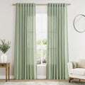 Nanspring Mist Sage Linen Curtains 84 Inch Length 2 Panels Set by Nanspring