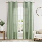 Nanspring Mist Sage Linen Curtains 84 Inch Length 2 Panels Set by Nanspring