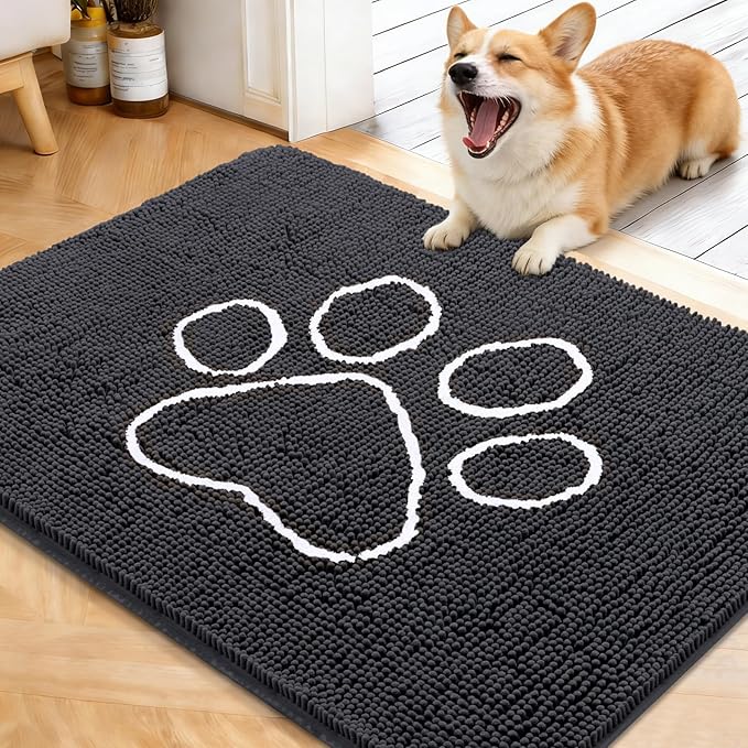 OLANLY Dog Door Mat for Muddy Paws 40x32, Paw Print Design, Absorbs Moisture by OLANLY