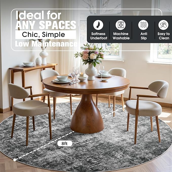 Round Rug 8ft Circle Rug Washable: Carpet Circular Area Rug - Image 3