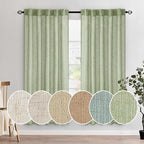 MIULEE Sage Green Linen Curtains 72 Inch Length 2 Panels by MIULEE