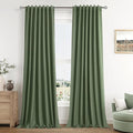 Guken Olive Green 100% Blackout Curtains 120 Inch Length 2 Panels Set by Guken