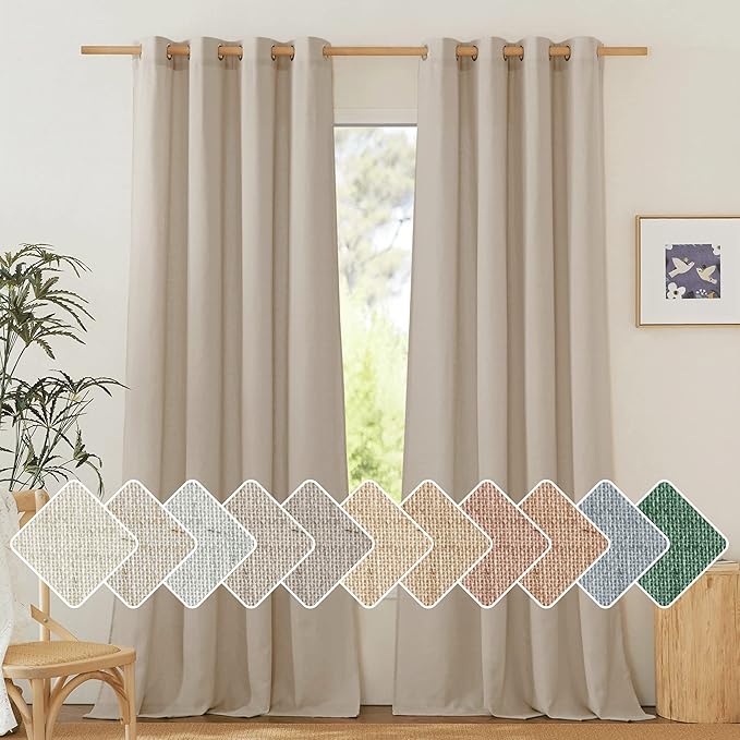 NICETOWN Thick polyester and linen Curtains 96 inch Long, Grommet Semi Sheer by NICETOWN