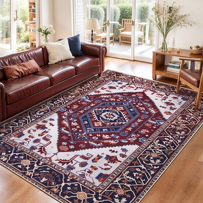 SERISSA Area Rug 3x5 Boho Rugs for Bedroom, Washable Non-Slip Living Room Rug - Image 3