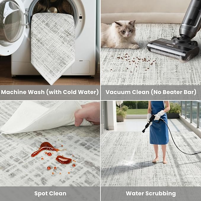8x10 Area Rugs Washable Rug: Anti-Skid Abstract Modern Living Room Rug Soft - Image 5
