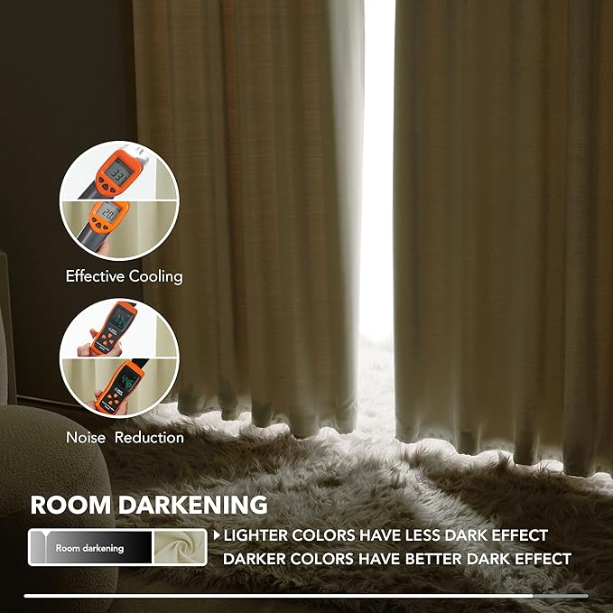 Deconovo Blackout Curtains, Thermal Insulated, W52 x L72 2 Panels, Back Tab - Image 8