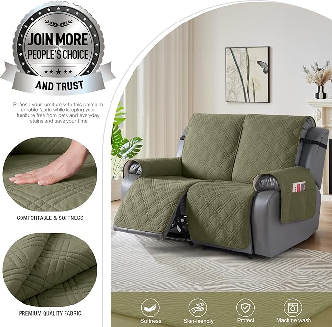 TAOCOCO 100% Waterproof Loveseat Recliner Covers 2 Seater, Split Loveseat Covers - Image 3