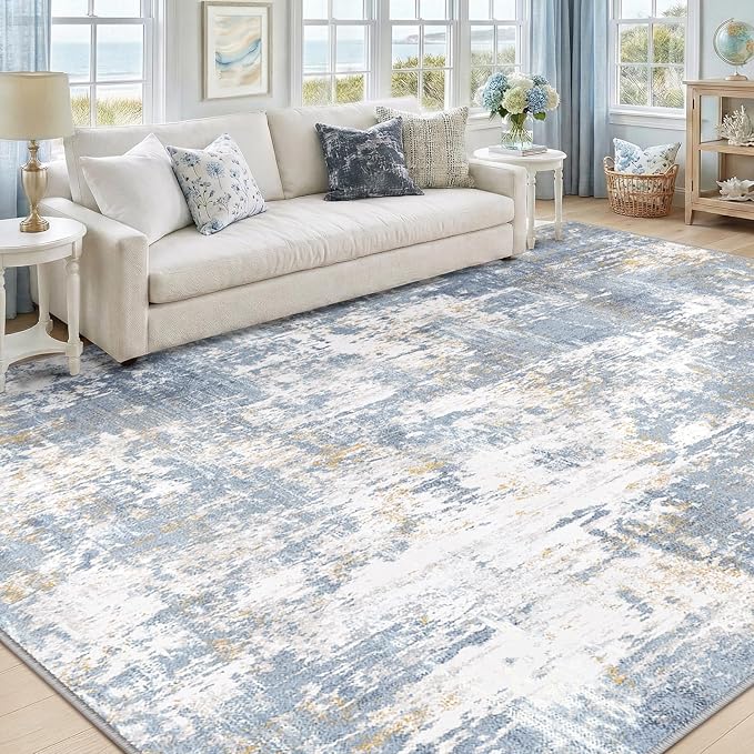 Washable Area Rugs 9'x12' Non-Slip Modern Abstract Soft - Image 9