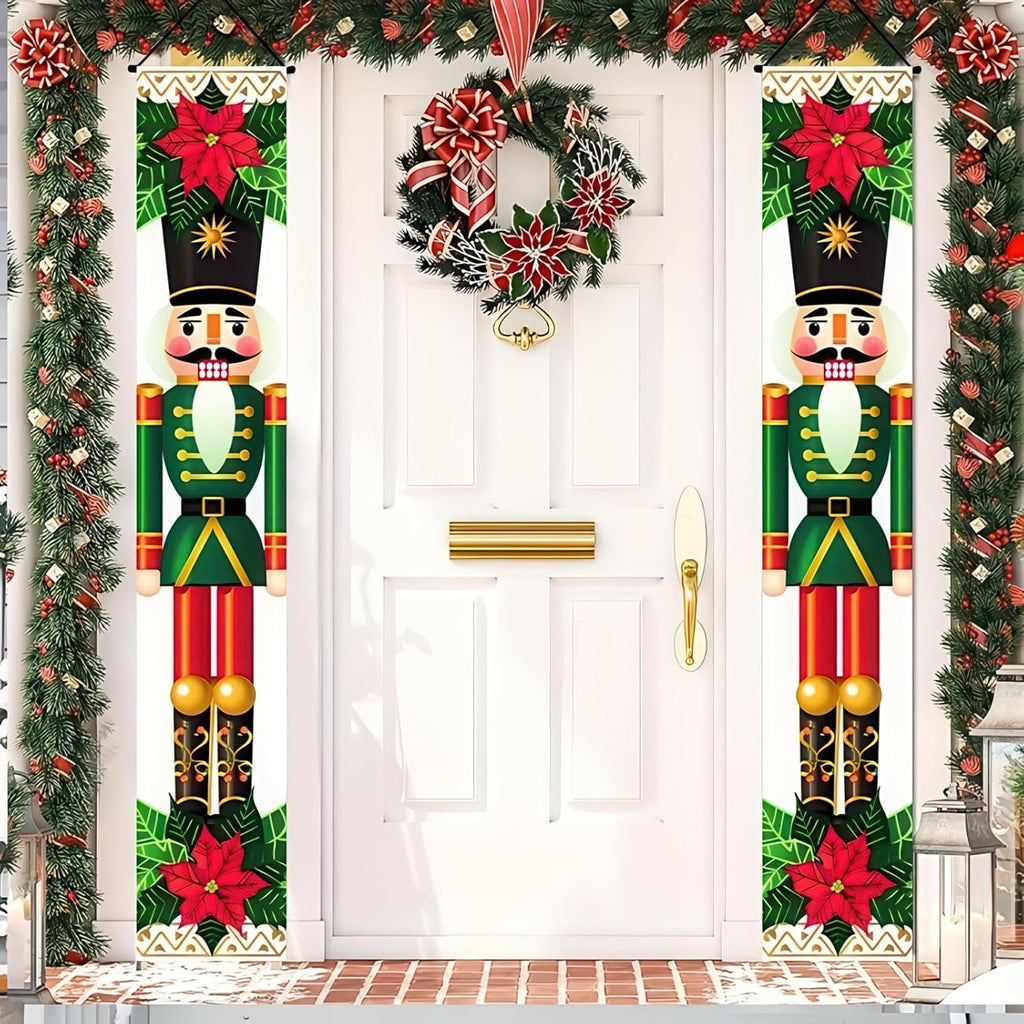 BlissYard Nutcracker Christmas Porch Banner Decorations 71 x 12 Inch Soldier Model Nutcracker Banners Front Door Hanging Banner Entryway Xmas Winter for Wall Fireplace Party Holiday Home Kids Decor