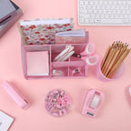 SKYDUE 10 Pcs Pink Desk Accessories, Pink Office Supplies Set