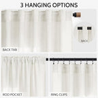 Nanspring Neutral Linen Curtains 108 Inches Long - Image 2