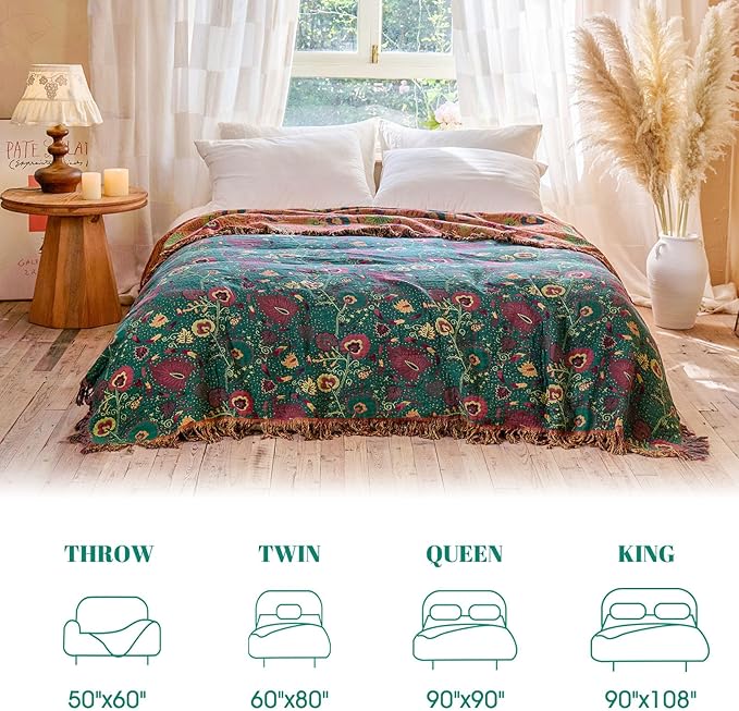 MSGKV Boho Throw Blanket for Couch and Sofa Cotton Blankets for Living Room - Image 6