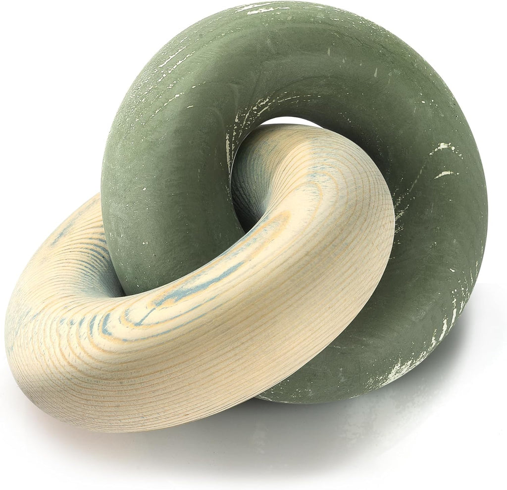 EOSAHR Wood Knot Decor for Book Shelf & Coffee Table Decor, Green&Yellow
