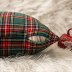 AQOTHES Christmas Plaid Decorative Throw Pillow Covers Red Green 18x18
