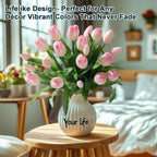 Bailikang 20PCS Fake Tulips Artificial Tulip Silk Flowers Fake PU Bouquet Artificial Flowers Faux Flowers with Gift Box Soft Faux Tulips Bouquets Arrangements for Party Wedding Home