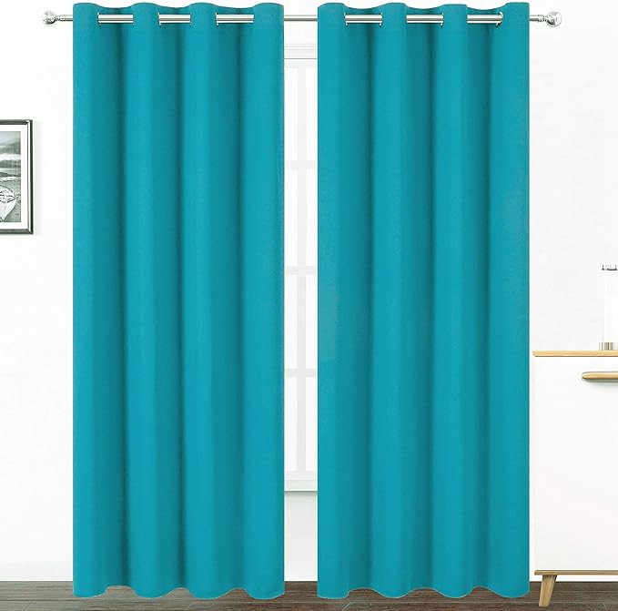 LEMOMO Teal Thermal Blackout Curtains/52 x 95 Inch/Set of 2 Panels Room by Lemomo